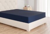 Drap-housse en microfibre Bleu marine 160 x 200 x 30 cm