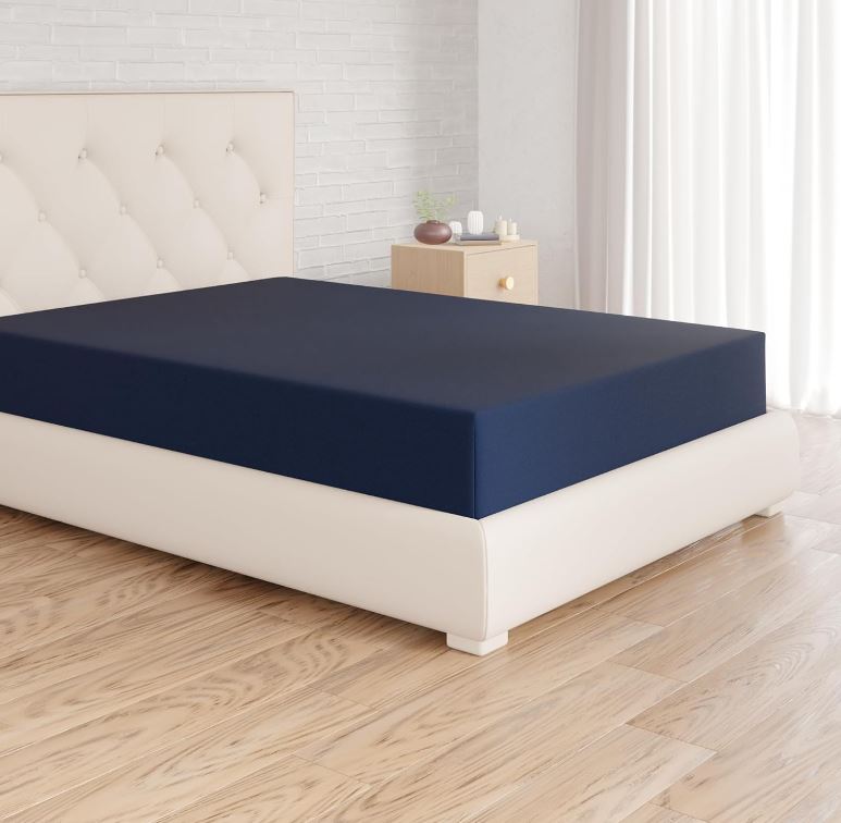 Drap-housse en microfibre Bleu marine 160 x 200 x 30 cm