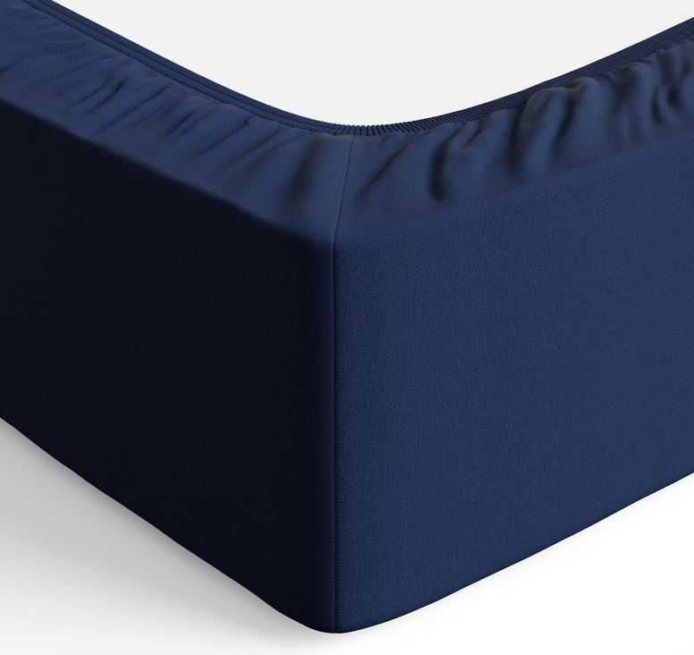 Drap-housse en microfibre Bleu marine 160 x 200 x 30 cm