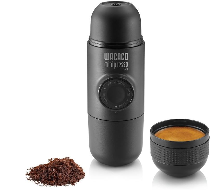 WACACO Minipresso GR, Machine à Espresso Portative, pour Café Moulu, cafetière de voyage de petite taille, pas de batterie ou besoin électrique, actionnée manuellement grace à un piston