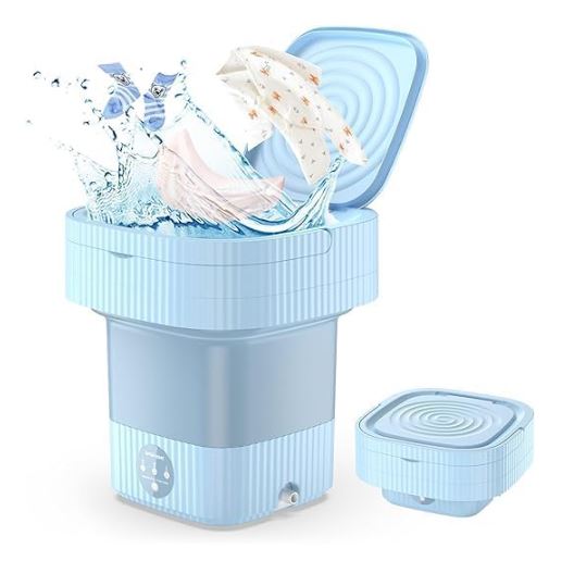 Mini Machine à Laver Machines à Laver Pliables Portables 10L à Linge Pliable avec Panier de Vidange Laveuse Pratique pour Sous-vêtements Chaussettes Appartement Camping-car Voyage [Classe énergétique A]