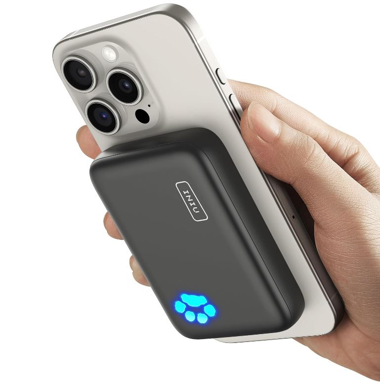 INIU Batterie Externe Magsafe, Petit 10000mAh 20W PD Magnetique Power Bank, USB C Input & Output Batterie Portable Charge Rapide Compatible avec iPhone 15/15 Plus/15 Pro/15 Pro Max, iPhone 14/13/12