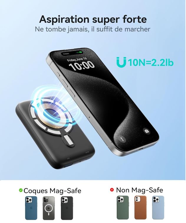 INIU Batterie Externe Magsafe, Petit 10000mAh 20W PD Magnetique Power Bank, USB C Input & Output Batterie Portable Charge Rapide Compatible avec iPhone 15/15 Plus/15 Pro/15 Pro Max, iPhone 14/13/12