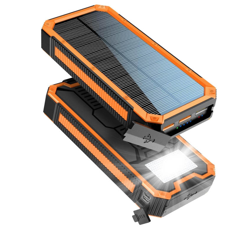 Batterie Externe Solaire 20 000mAh avec Charge Rapide PD 20W – USB-C & Multiports