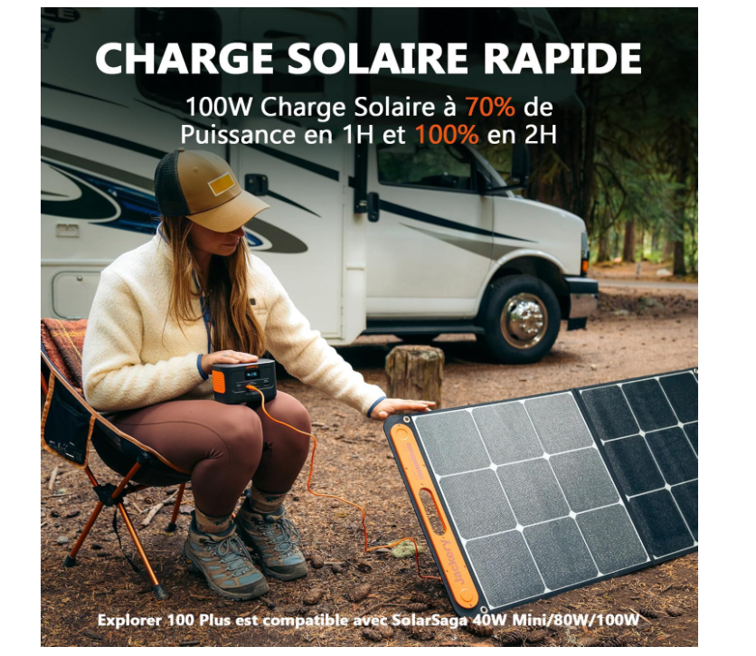 Mini Station Électrique Portable Jackery Explorer 100 Plus + Panneau Solaire 40W