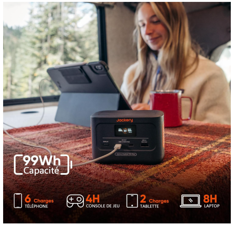 Mini Station Électrique Portable Jackery Explorer 100 Plus + Panneau Solaire 40W